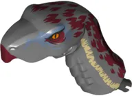 Dinosaur Head Therizinosaurus with Pin, Dark Red and Tan Markings Pattern