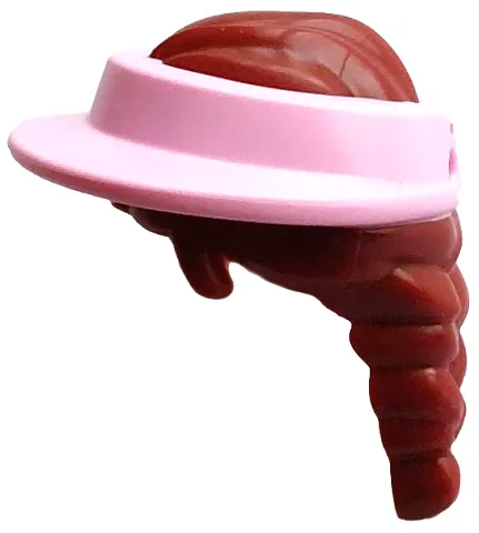 Mini Doll, Hair Combo, Hair with Hat, Hair Long Braid with Molded Bright Pink Sun Cap / Visor Pattern