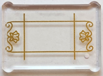 Glass for Window 1 x 3 x 2 Flat Front with Gold Lattice, Flowers and Filigree Pattern