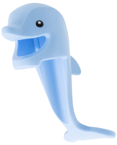 Minifigure, Headgear Head Cover, Costume Dolphin Head, Tail and Fin with Black Eyes Pattern