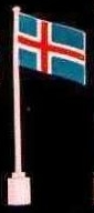 Flag on Flagpole, Wave with Iceland Pattern - No Bottom Lip