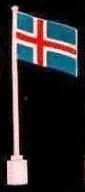 Flag on Flagpole, Wave with Iceland Pattern - No Bottom Lip