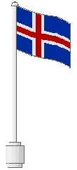 Flag on Flagpole, Wave with Iceland Pattern