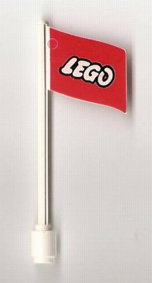 Flag on Flagpole, Wave with LEGO Logo Pattern, Ridged Flagpole
