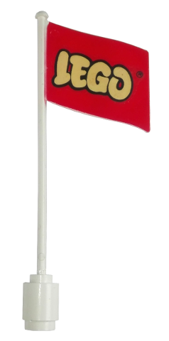 Flag on Flagpole, Wave with Lego Logo Pattern, Yellow Logo