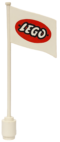 Flag on Flagpole, Wave with LEGO Logo in Red Ellipse Pattern