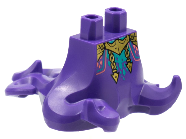 Lower Body with 5 Tentacles, Gold Armor, Dark Turquoise and Coral Scales Pattern