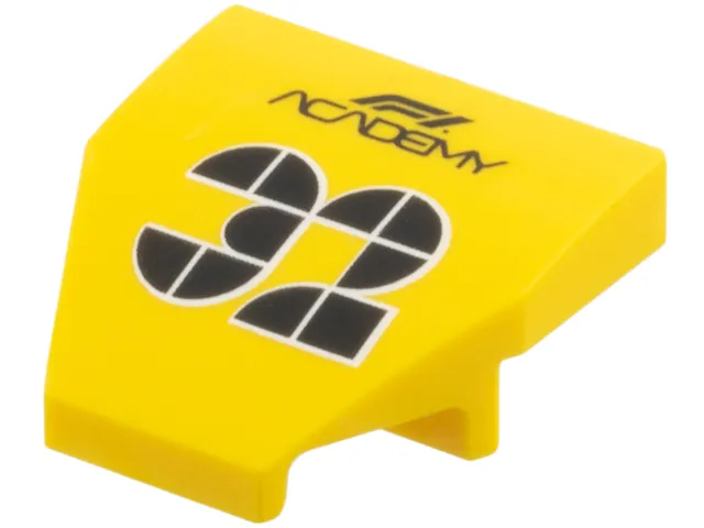 Wedge 2 x 2 x 2/3 Flat End with Black 'F1 Academy 32' Pattern