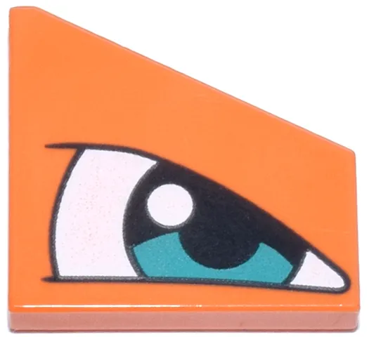 Tile, Modified 2 x 2 Wedge Left with Black and White Eye, Glint and Dark Turquoise Pupil Pattern (Pokémon Charizard Eye)