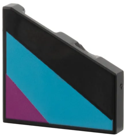 Tile, Modified 2 x 2 Wedge Left with Medium Azure and Magenta Diagonal Stripes Pattern