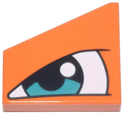 Tile, Modified 2 x 2 Wedge Right with Black and White Eye, Glint and Dark Turquoise Pupil Pattern (Pokémon Charizard Eye)