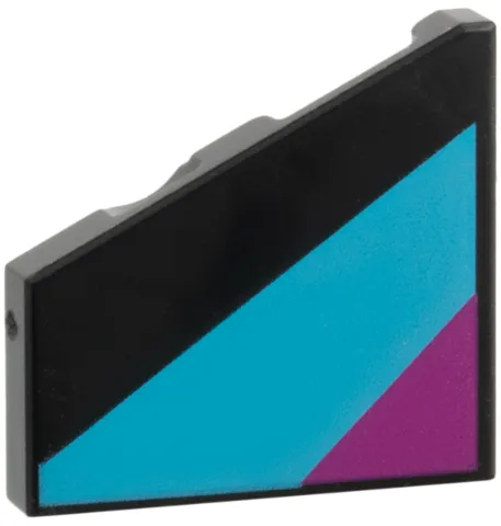 Tile, Modified 2 x 2 Wedge Right with Medium Azure and Magenta Diagonal Stripes Pattern