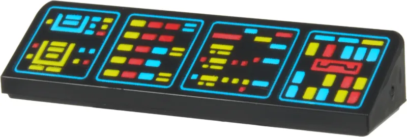 Slope 30 1 x 4 x 2/3 with Control Panel with Medium Azure, Red and Yellow Buttons and Lights Pattern