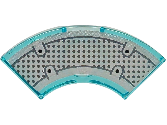 Tile, Round Corner 2 x 2 Macaroni with Bottom Stud Holder with Black and Dark Bluish Gray Dots and Lines on Silver Background Pattern