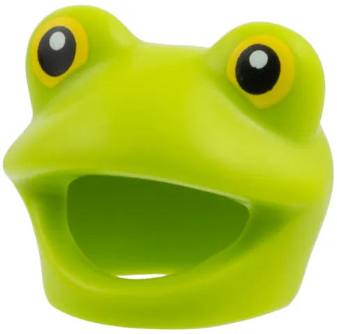 Minifigure, Headgear Head Cover, Costume Frog with Yellow Eyes, Black Pupils Pattern