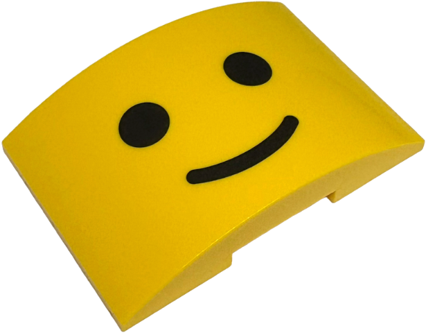 Slope, Curved 6 x 4 Double with Black Eyes and Mouth Pattern (Minifigure Standard Grin Face)