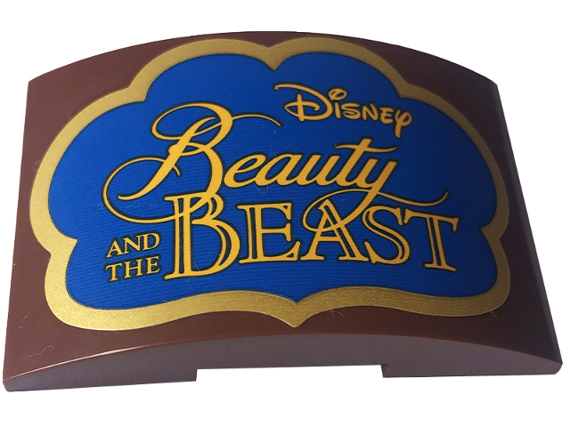 Slope, Curved 6 x 4 Double with Bright Light Orange 'Disney' and 'Beauty AND THE BEAST' on Blue Background with Gold Frame Pattern (Sticker) - Set 43227