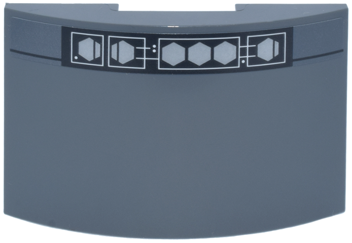 Slope, Curved 6 x 4 Double with Black Elevator Indicator Panel, Silver Hexagons Pattern (Sticker) - Set 75419