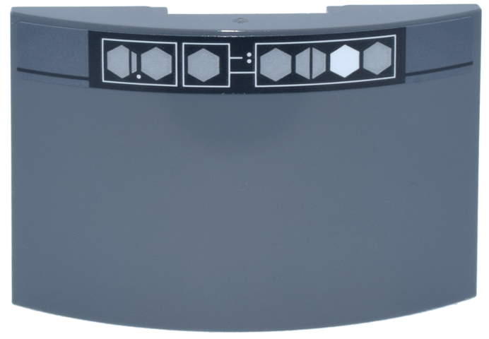 Slope, Curved 6 x 4 Double with Black Elevator Indicator Panel, Silver Hexagons, White Hexagon on Right Pattern (Sticker) - Set 75419