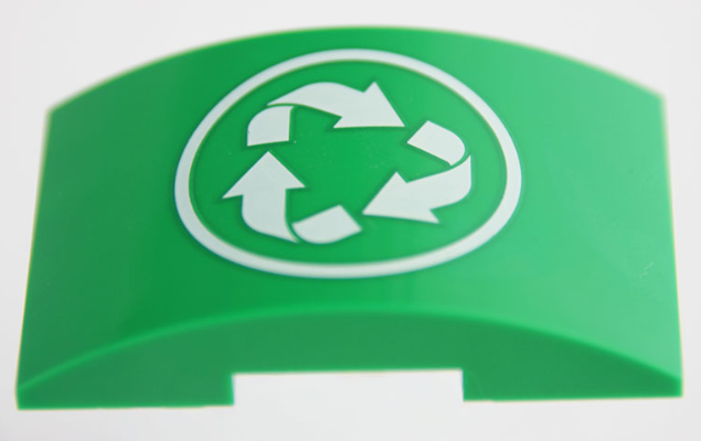 Slope, Curved 6 x 4 Double with White Recycling Arrows Pattern