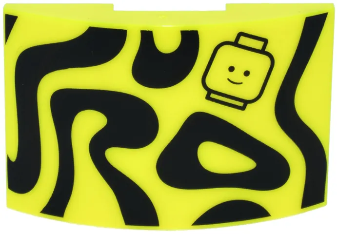 Slope, Curved 6 x 4 Double with Black Squiggly Lines and Shapes and Minifigure Head Pattern