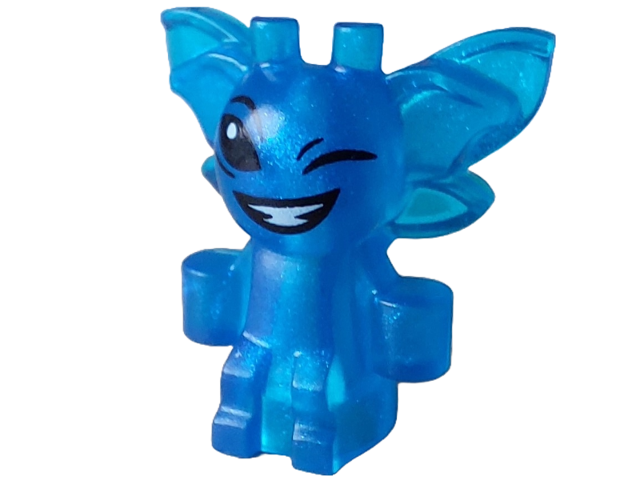 Cornish Pixie with Black Eyes, Wink and Lopsided Open Mouth Smile with White Teeth Pattern