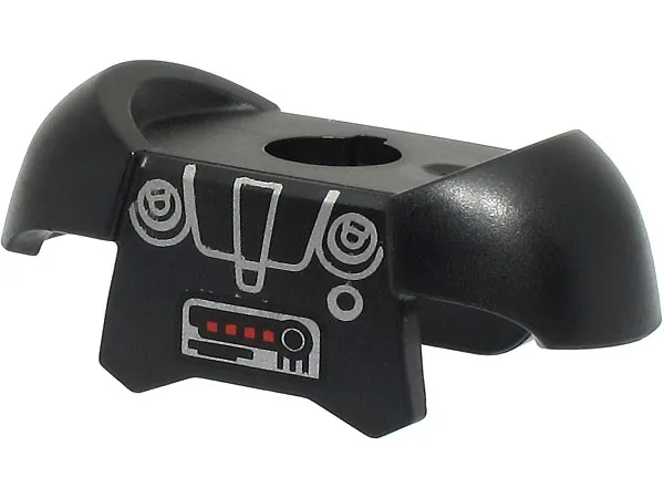 Minifigure Armor Breastplate with Shoulder Pads and 2 Back Studs with SW Dark Trooper Silver Lines and Red Squares Pattern