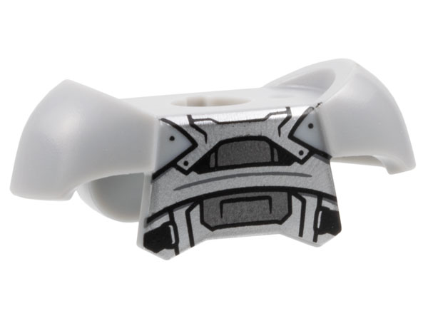 Minifigure Armor Breastplate with Shoulder Pads and 2 Back Studs with Silver and Dark Silver Panels and Black Straps Pattern