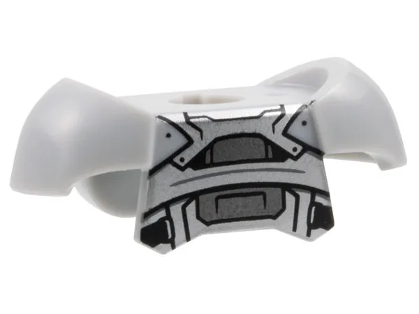 Minifigure Armor Breastplate with Shoulder Pads and 2 Back Studs with Silver and Dark Silver Panels and Black Straps Pattern