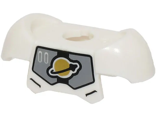 Minifigure Armor Breastplate with Shoulder Pads and 2 Back Studs with Light Bluish Gray Panels and Gold and Black Classic Space Logo Pattern (BAM)