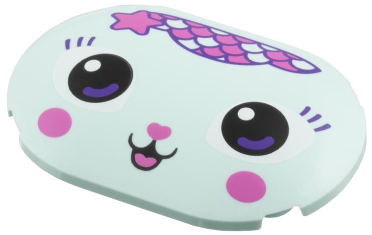 Brick, Round 4 x 6 x 2/3 Oval with Curved Top with Magenta Star, Scales, Cheeks and Tongue, Dark Pink Nose Pattern (Mercat)