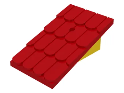 Fabuland Roof Support Slope, 6 x 2 with Red Fabuland Roof Slope with Chimney Hole (787 / 789)