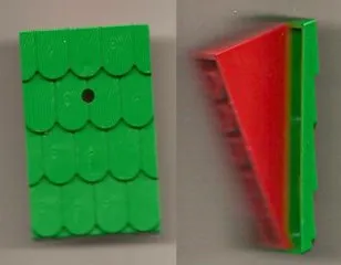 Fabuland Roof Support Slope, 6 x 2 with Green Fabuland Roof Slope with Chimney Hole (787 / 789)