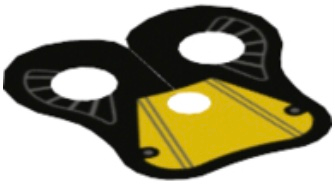 Minifigure Armor Pauldron Cloth with Black Neck and 2 Circles, 4 Thin Gray Stripes Pattern