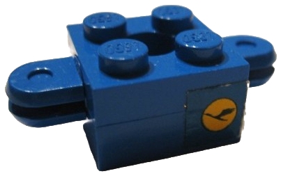 Arm Holder Brick 2 x 2 with Round Top Hole with Arms with Lufthansa Logo Pattern (Sticker) - Set 1561-2