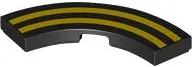 Tile, Round Corner 3 x 3 Macaroni with Yellow Curved Stripes Pattern