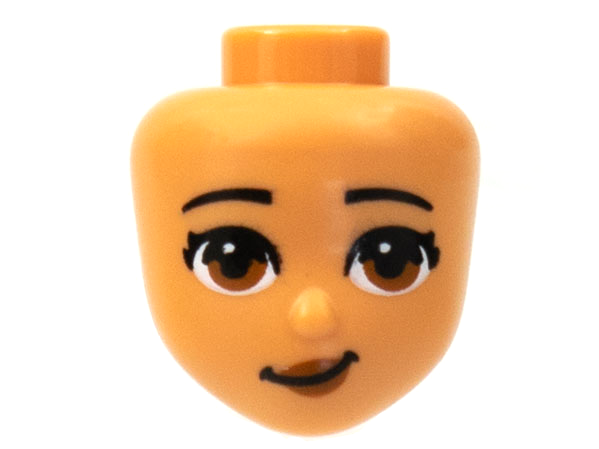 Mini Doll, Head Friends with Black Eyebrows, Medium Nougat Eyes and Lips, Lopsided Grin Pattern (Olivia)