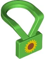 Minifigure Neck Lanyard with Badge with Yellow and Reddish Brown Sunflower Pattern