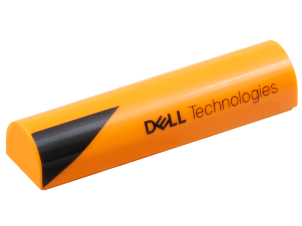 Slope, Curved 1 x 4 x 2/3 Double with Black Triangle and 'DELL Technologies' Pattern Model Left Side