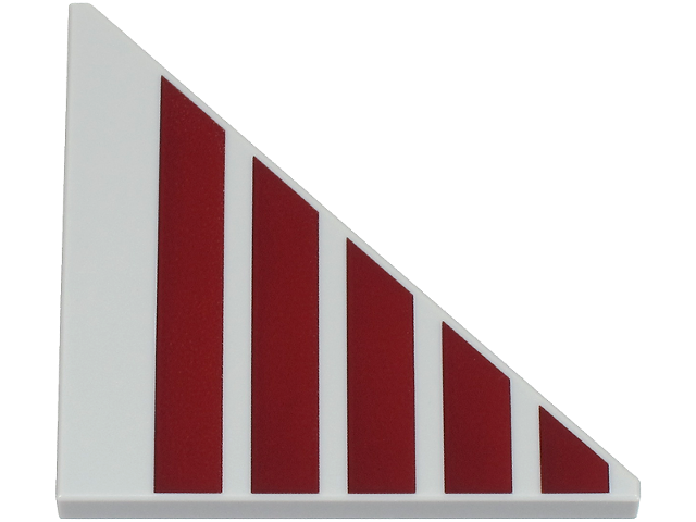 Tile, Modified 4 x 4 Triangular with 5 Dark Red Stripes Pattern Side B