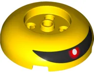 Brick, Round 4 x 4 Dome Top with 2 x 2 Recessed Center with Red Eye with White Pupil on Black Visor Pattern