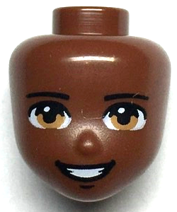 Mini Doll, Head Friends with Dark Tan Eyes, Black Eyebrows and Open Mouth Smile Pattern