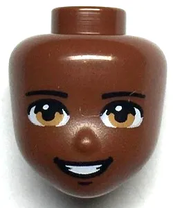 Mini Doll, Head Friends with Dark Tan Eyes, Black Eyebrows and Open Mouth Smile Pattern
