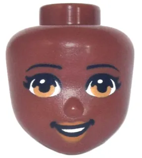 Mini Doll, Head Friends with Black Eyebrows, Medium Nougat Eyes and Lips, Open Mouth Smile with Teeth Pattern
