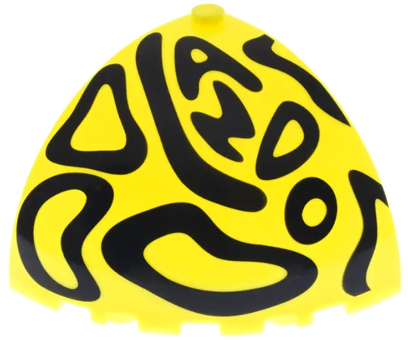 Panel 5 x 5 x 3 1/3 Corner Convex with Curved Top with Black Squiggly Lines and Shapes and Stylized 'LANDO' Pattern
