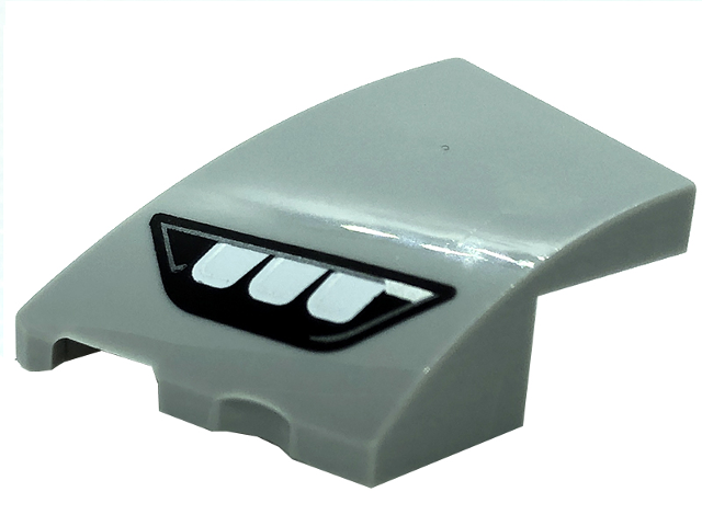 Wedge 3 x 2 Left No Studs with Mercedes-Benz Car Headlight, Silver Outline, 3 Rectangular White Bulbs Pattern