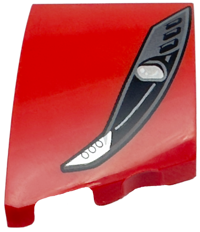 Wedge 3 x 2 Left No Studs with Ferrari Car Headlight, Black and Dark Silver Casing, Silver Bulb Pattern