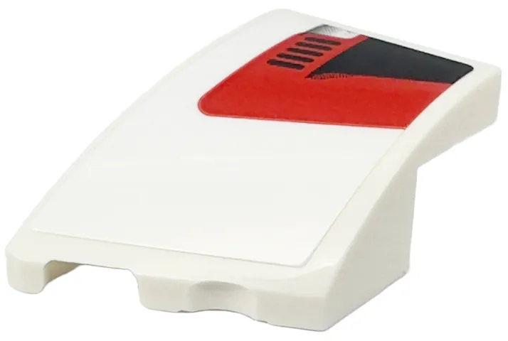 Wedge 3 x 2 Left No Studs with Black Corner and Air Vent on Red Background Pattern (Sticker) - Set 76916