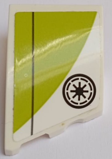 Wedge 3 x 2 Left No Studs with Lime Panel, Black Line and SW Galactic Republic Logo Pattern (Sticker) - Set 75333