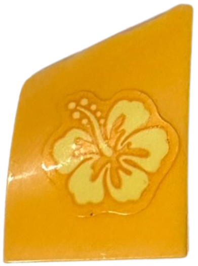Wedge 3 x 2 Left No Studs with Bright Light Yellow Hibiscus Flower Pattern (Sticker) - Set 43249
